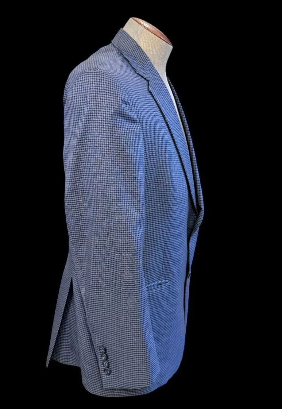 Hart Schaffner Marx Two-Button Blazer/Sport Coat Blue Micro-Houndstooth 42S